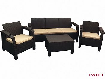 Комплект мебели из дивана, 2 кресел и стола TWEET Terrace Set Max Комплект мебели из дивана, 2 кресел и стола TWEET Terrace Set Max